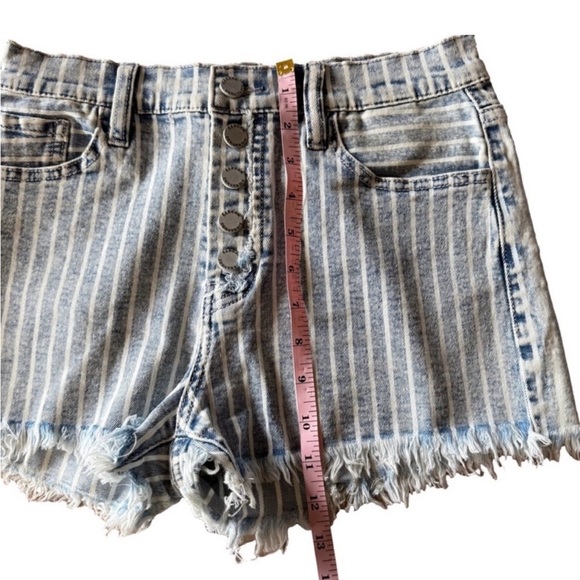 KANCAN ⭐ High Rise Striped Denim Shorts ✨ Button Fly Size 26 - Picture 9 of 10